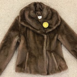 Fossil Women's Dark Brown Faux Fur Jacket Coat